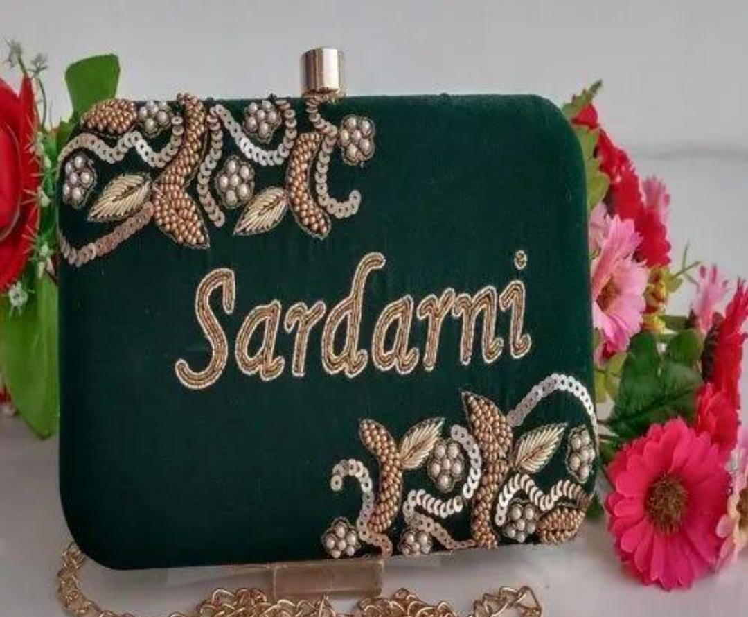 Custom Embroidered Clutch Bag – Personalized Name Clutch, Handmade Party & Wedding Gift