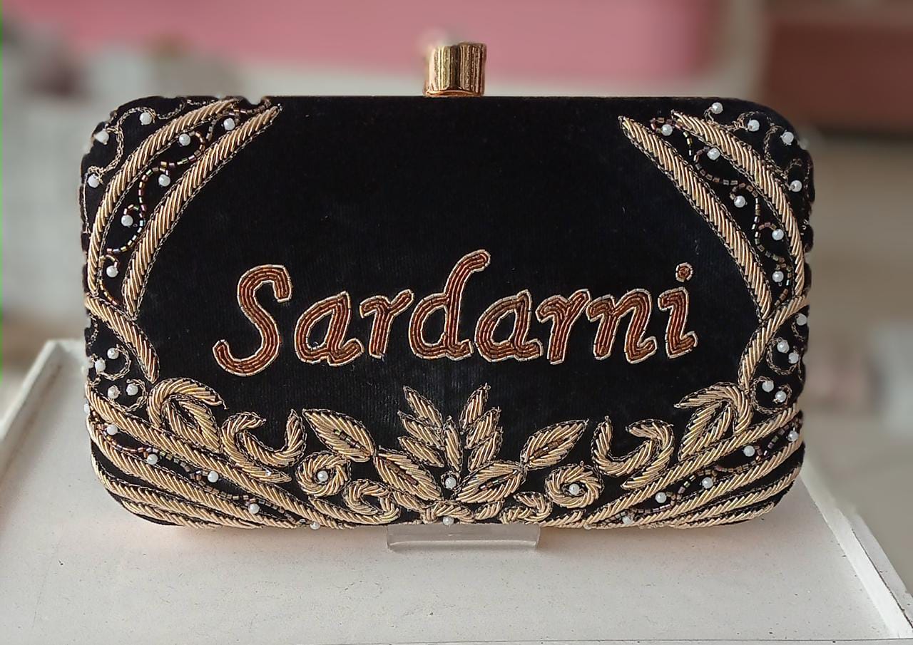 Custom Embroidered Clutch Bag – Personalized Name Clutch,  Handmade Party & Wedding Gift