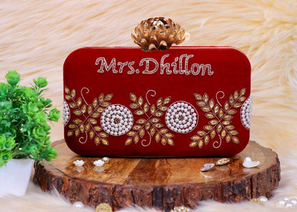 Custom Embroidered Clutch Bag – Personalized Name Clutch, Handmade Party & Wedding Gift