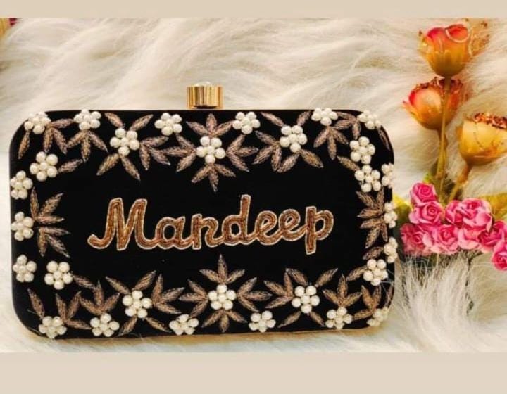 Custom Embroidered Clutch Bag – Personalized Name Clutch, Handmade Party & Wedding Gift