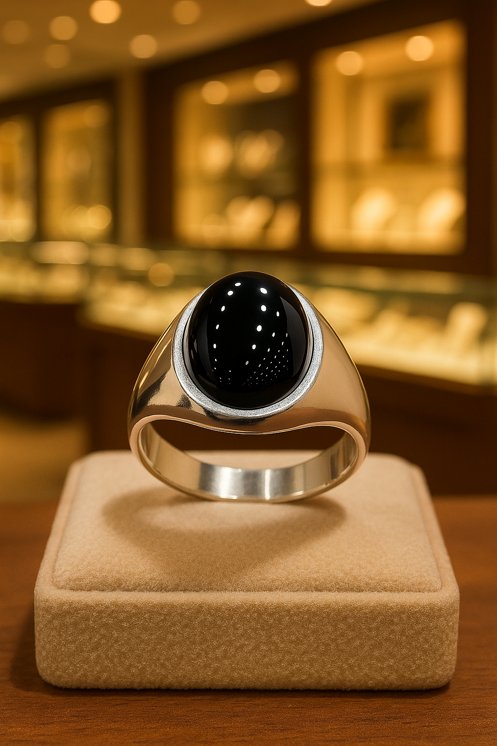 Men’s Silver Signet Ring with Black Onyx – Minimalist Bold Statement Ring