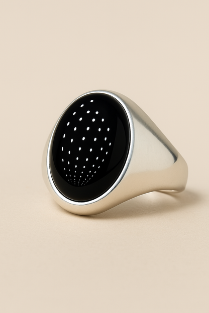 Men’s Silver Signet Ring with Black Onyx – Minimalist Bold Statement Ring
